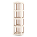 4-Tier Foldable Rotating Bookshelf with Swivel Base and Translucent Panels-White