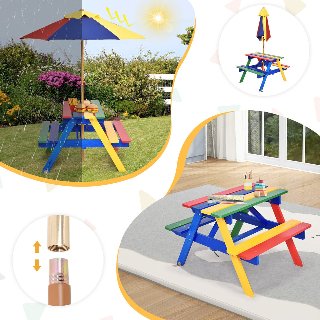 4 Seat Kids Picnic Table with Umbrella