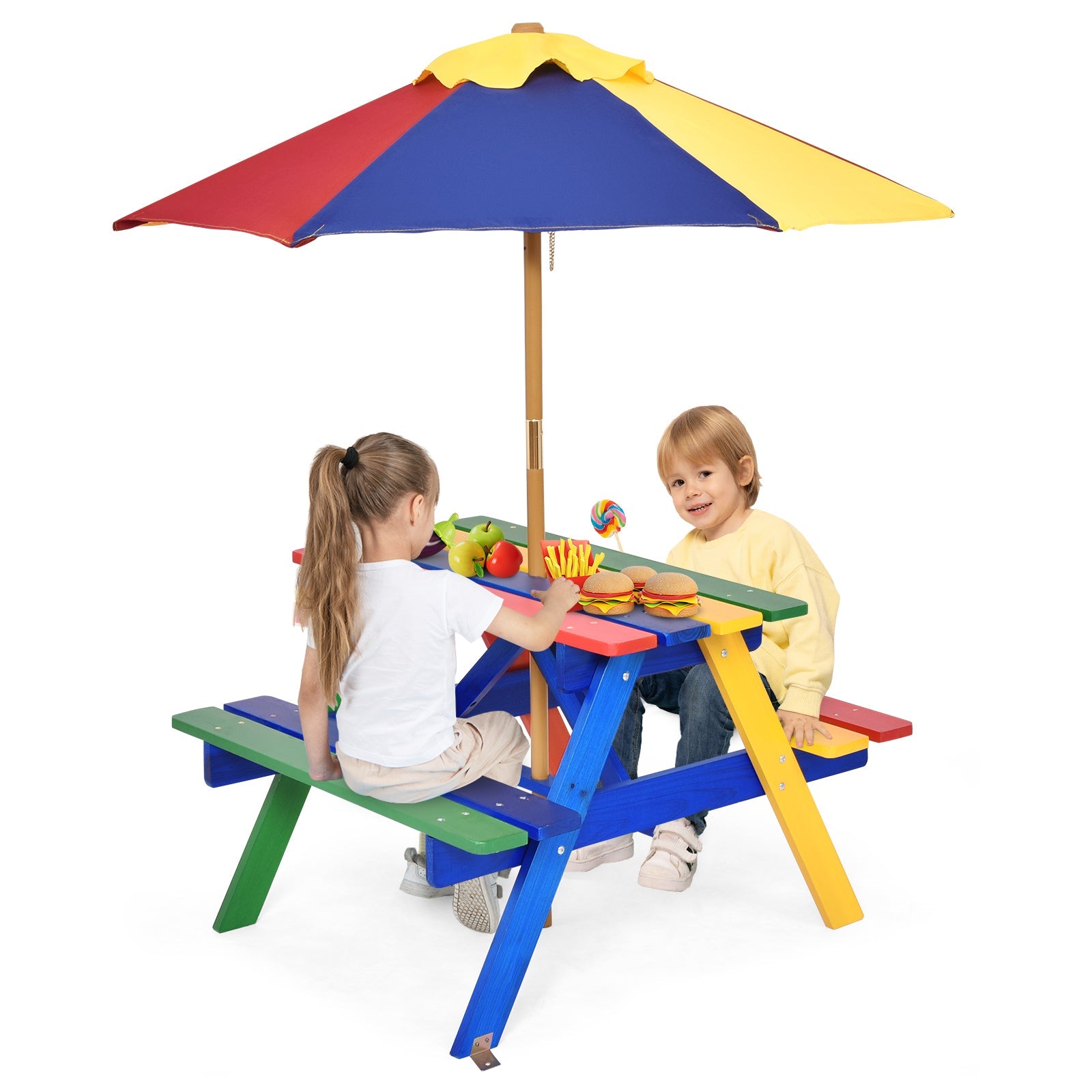 4 Seat Kids Picnic Table with Umbrella