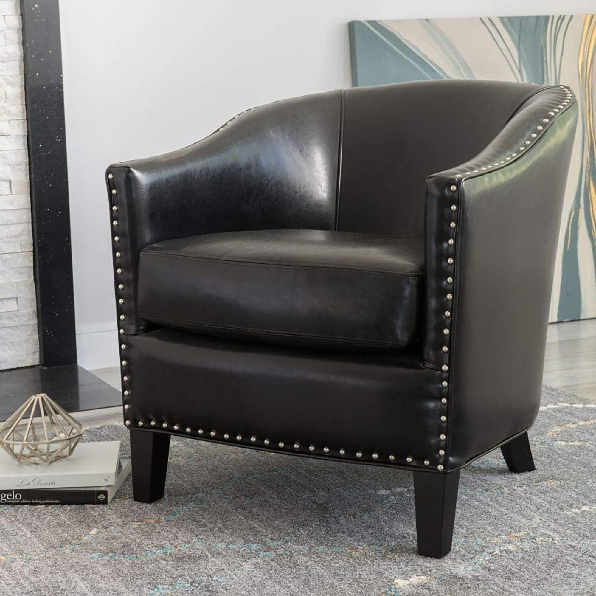 Enigmatica Upholstered Club Chair with Nailhead Trim