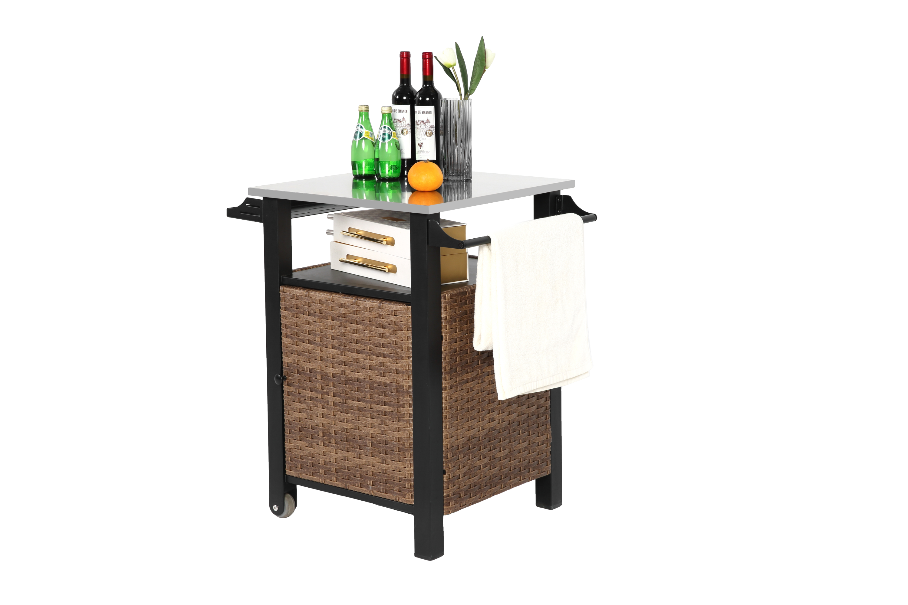 Single Door Outdoor Bar Cart with Stainless Steel Tabletop