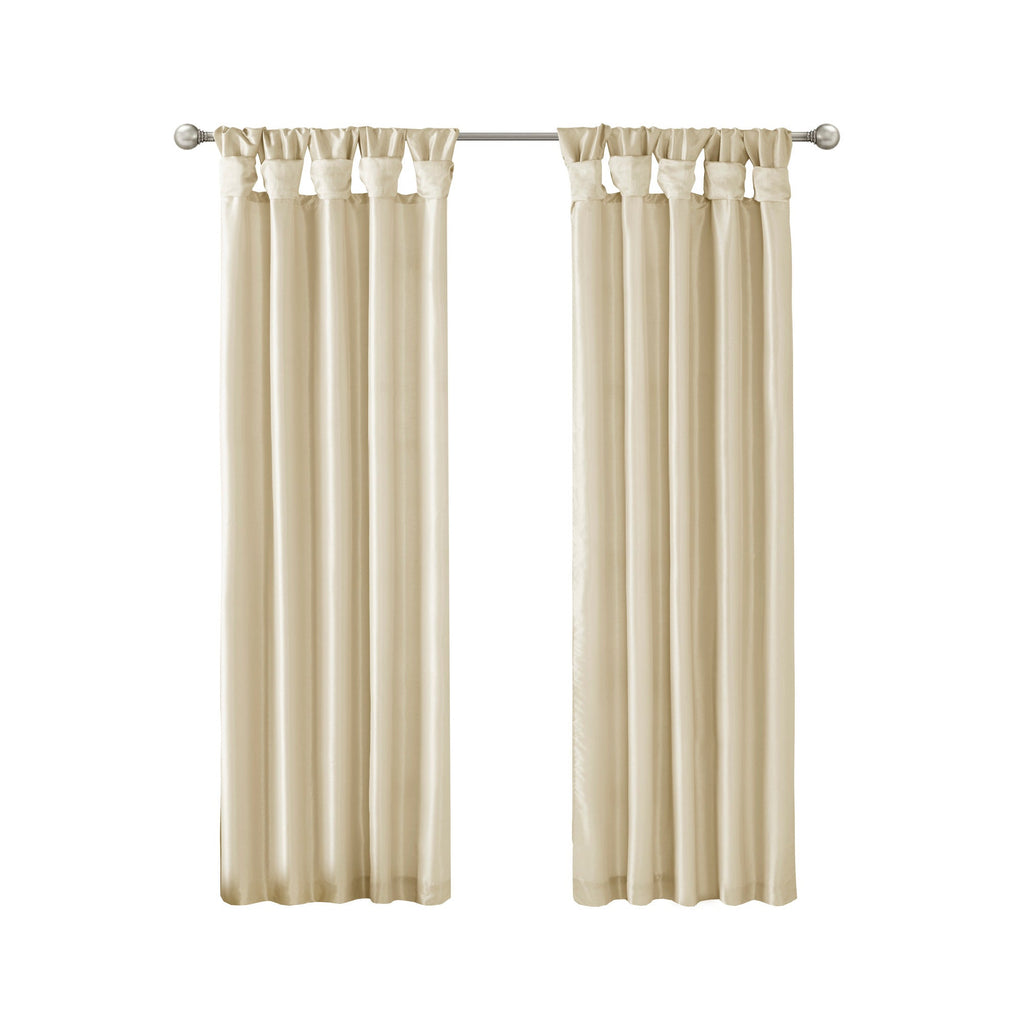 Twist Tab Lined Window Curtain Panel Champagne 50x95