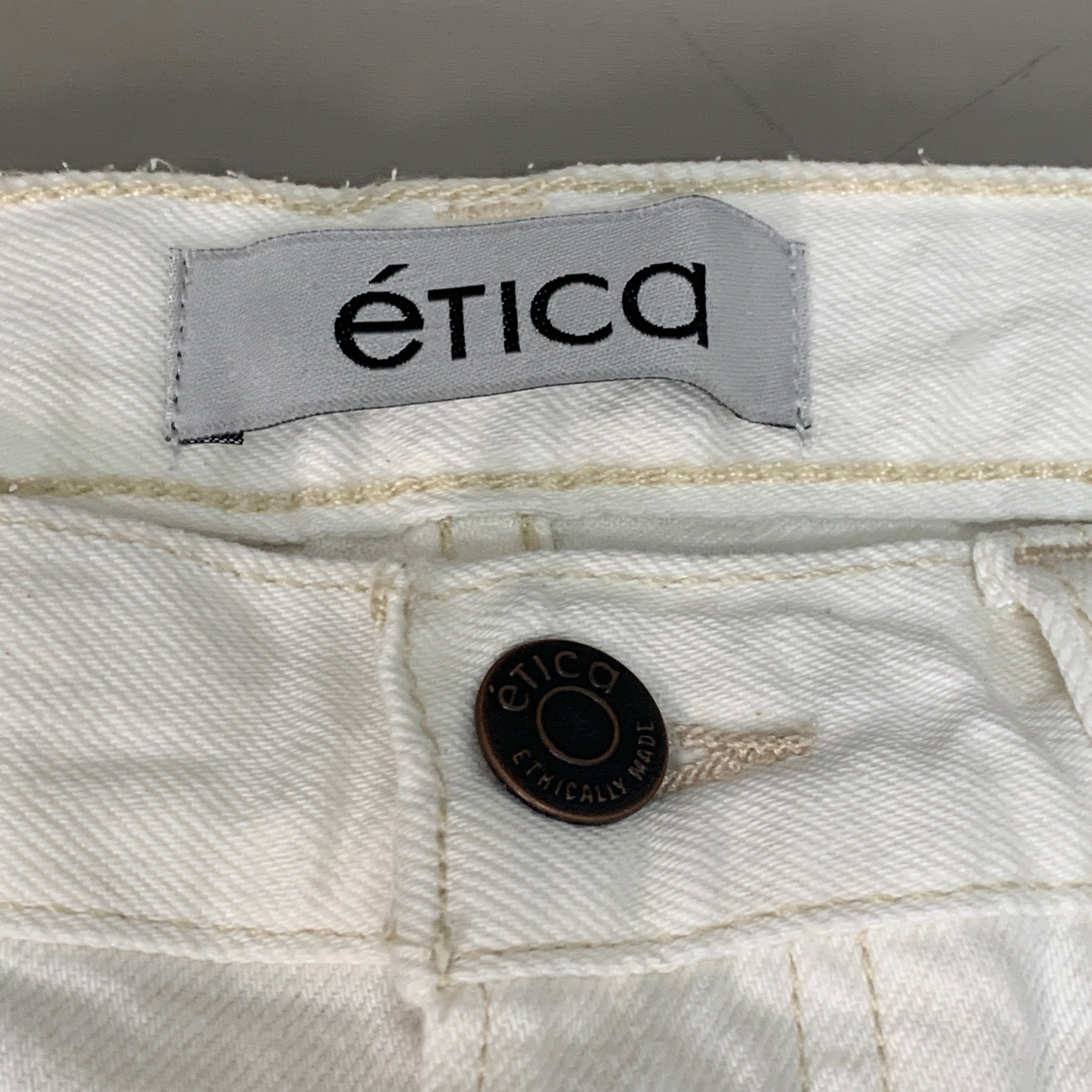 ETICA Tyler High Waist Straight Leg Ankle jeans Vintage White Size 25 EW180114A