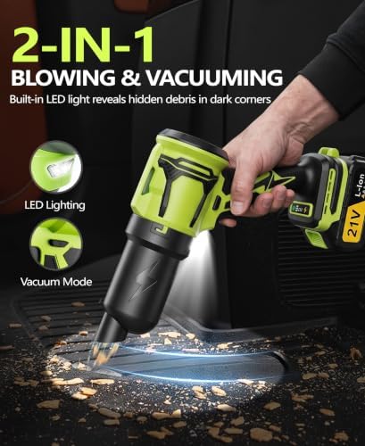 2-in-1 Cordless Handheld Leaf Blower & Vacuum with 2 Batteries and Charger