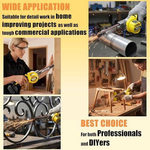 YOIbuy Cordless Belt Sander Compatible with DeWalt 20V Battery, 6 Variable Speed,120° Adjustable, High speed 5,600 Ft/Min, Quick Belts Change, Power Sander for Woodworking,Paint,Metal Rust (Tool Only)