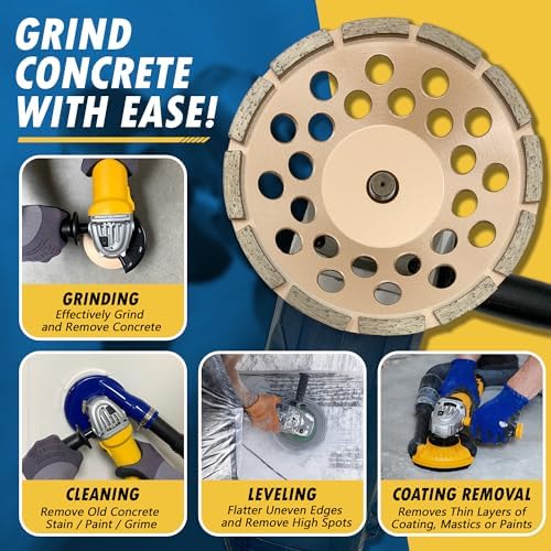 7" Diamond Grinding Wheels for Concrete or Masonry, 5/8"-11 Arbor