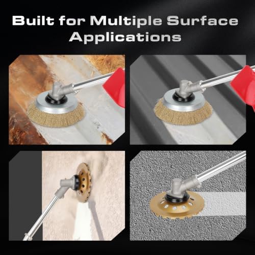 Electric Concrete Grinder & Polisher, 110V 6-Speed Heavy Duty Floor Grinder for Concrete, Cement & Wall Grinding, Rust, Paint & Coating Removal, 180mm Diamond Disc & 200mm Wire Brush