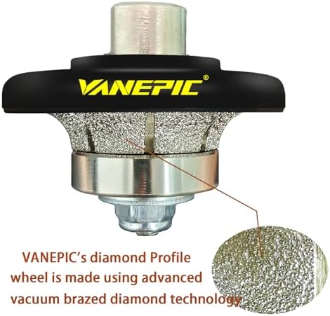 3/8 inch B10 Diamond Demi bullnose Half Bullnose Profile Wheel Diamond Hand Profiler Router Bit with 5/8-11 Thread for Grinder Polisher Granite Marble Concrete and Countertop Edge Shaping
