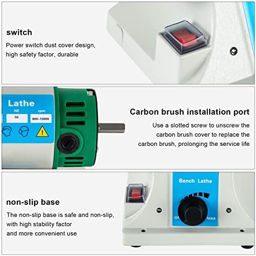 Jewelry Polisher, 320W 110V Bench Buffer Polisher with 2 Cloth Wheels, 2 Fiber Wheels, Adjustable Variable Speed Polishing & Buffing Machine for Jewelry, Wood, Silver, Dental, Metal, Jade