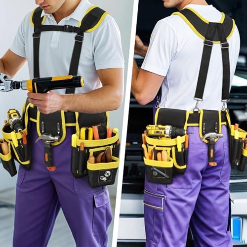 Tool Belt for Men, Freely-Combinable Magnetic Tool Belt with Suspenders