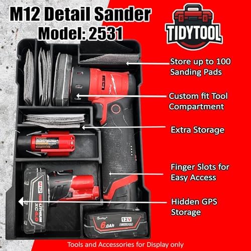 Organizer Insert Compatible with Milwaukee M12 FUEL Orbital Detail Sander for Packout Compact Organizer