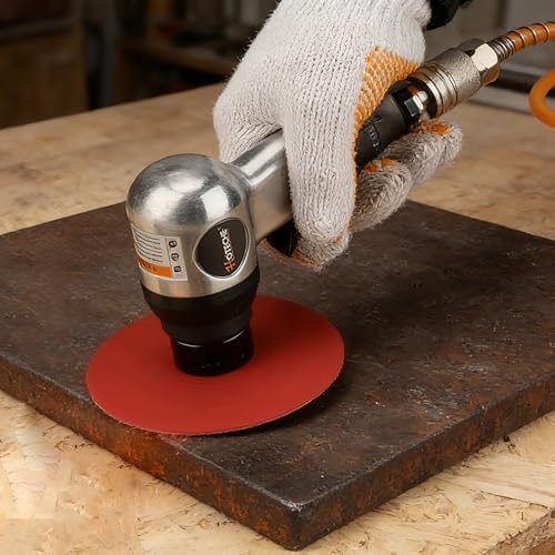 Hoteche 5" Air High-Speed Sander, 18000RPM Pneumatic Rotary Sander with 4", 5", 6" Sanding Discs, Polished Aluminum Body, Silver, Color Box Packaging