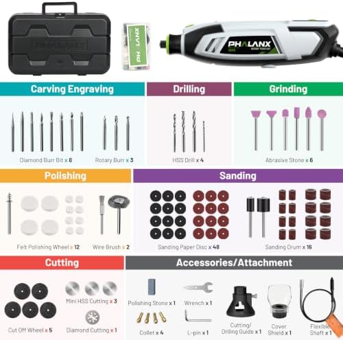 200W Rotary Tool Kit, 10000-38000 RPM 6 Speed Multi-Tool with Flex Shaft & 132pcs Accessories Kit, Power Rotary Tools for DIY Crafts, Engraving, Sanding, Polishing & Drilling