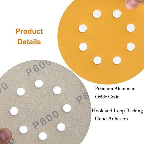 5-Inch 8-Hole Hook and Loop Sanding Discs 800-Grit, 200-Pack