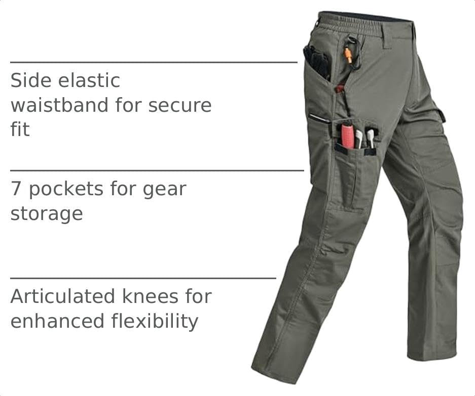 Mens Cargo Pants Ripstop Breathable Tactical Hiking Pants with 7 Pockets