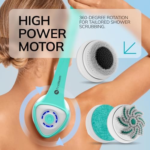 6-in-1 Silicone Body Scrubber & Back Scrubber for Shower, IPX7 Waterproof