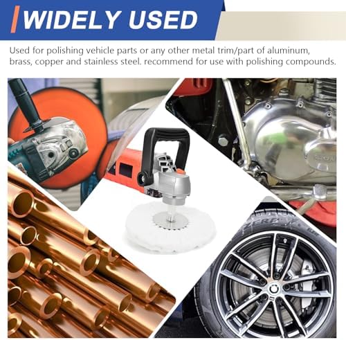 8" Soft Airway Buffing Wheel White Flannel / 5/8'' Arbor Hole/Finish Polish Step for Angle Grinder - 2 PCS