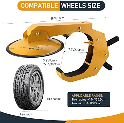 ATPEAM Wheel Lock Clamp, Anti-Theft, Heavy Duty, Adjustable, Tire Lock, 2 Pack, Black, Yellow