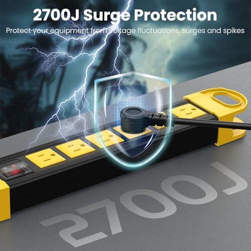 HHSOET GFCI Outdoor Power Strip Weatherproof IPX6 Waterproof, Yellow 10FT