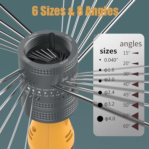 Tungsten Electrode Sharpener Grinder Head,TIG Welding Tool with Cut-Off Slot with 6 size 8Angles, 48 Holes, 10 Double Diamond Wheels, 3 CNC Mandrel Suitable For Most Rotary tool