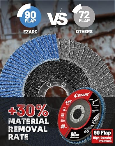 EZARC Zirconia High Density Flap Discs 40Grit, 4.5x7/8", Type29, 50Pack