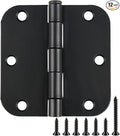 Rounded Door Hinges 3-1/2" x 3.5 inch, 5/8 Radius, Matte Black 3 ½ Inch 12 Pack