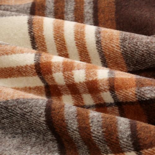 IDEALSANXUN Womens Plaid Wool Skirts Elastic Waist A-Line Pleated Tartan Long Skirts