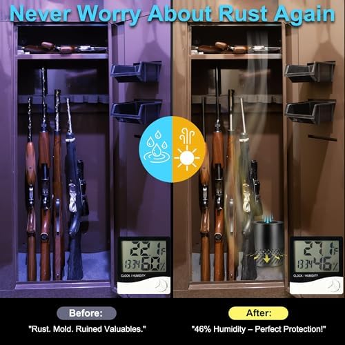 Gun Safe Dehumidifier Electric, Dehumidifier for Gun Safe Dryer, Plug in Gun Safe Heater, 360° Heating Circular Air with Built-in Fan