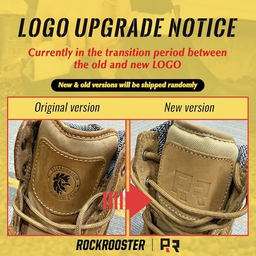 ROCKROOSTER Mens Work Boots, 6 inch Steel Toe Side Zipper Safety Wheat Black Slip Resistant Work Boot, TPU Outsole Breathable Leather Shoes, ASTM F2413-18 Static Dissipative SD (AK050 & AK050BK)