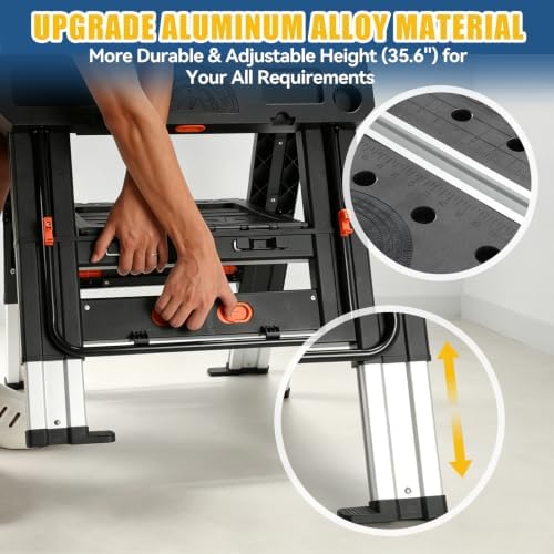 Portable Folding Workbench & Sawhorse 2-in-1, 800 LBS Heavy Duty