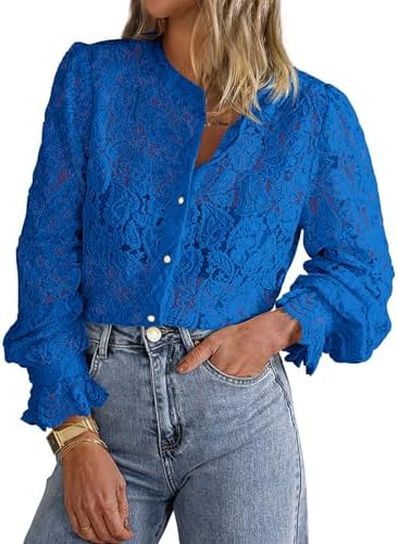 PRETTYGARDEN Women's Fall Trendy Long Sleeve Lace Tops
