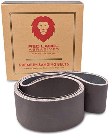 Red Label Abrasives 2 X 42 Inch Knife Makers Fine Grit Sanding Belts - 6 Pack Assortment for Knife Making, Sharpening, and Metal Working