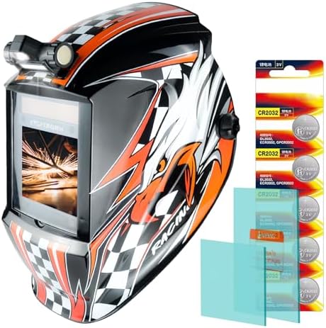 TRQWH Welding Helmet Auto Darkening Large Viewing True Color Solar Powered Welding Mask with 4 Arc Sensor Adjustable Wide Shade Range 4~5-8/9-13 Welder Mask with Grinding