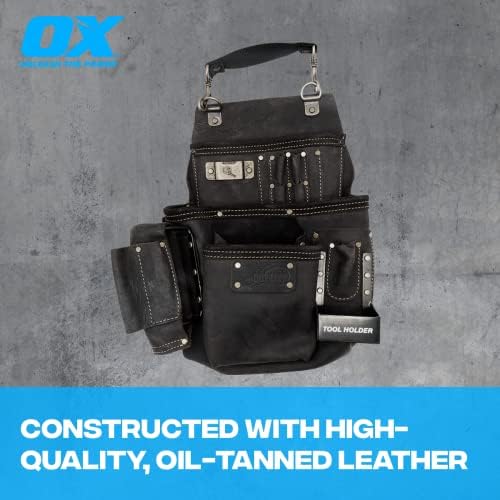 Ox Pro Full Grain Leather Tool Pouches - Made with Double Stitching and Rivet Reinforced Pockets