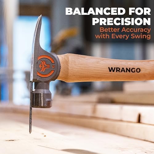 14oz Titanium Framing Hammer - Lightens Your Toolbelt - 45% Lighter Than Steel - 17" Hickory Handle for Framing & Carpentry - Lifetime Warranty - 5% Donated To Help Farmers