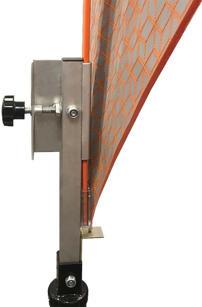 Plasticade Watchdog Orange Powder-Coated Steel Compact Springless Stand for 36" & 48" Roll-Up Signs, Extendable Galvanized Legs, Non-Skid Rubber Feet, Sandbag Hook, Flag Holder, and Extendable Mast