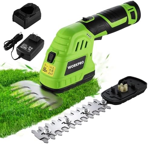 WORKPRO 12V Cordless Grass Shear & Shrubbery Trimmer with Battery & Charger