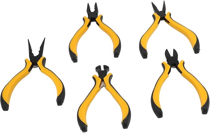 Cryfokt Mini Pliers Set with Wood Pallet, 5Pcs Watch Repair Tool