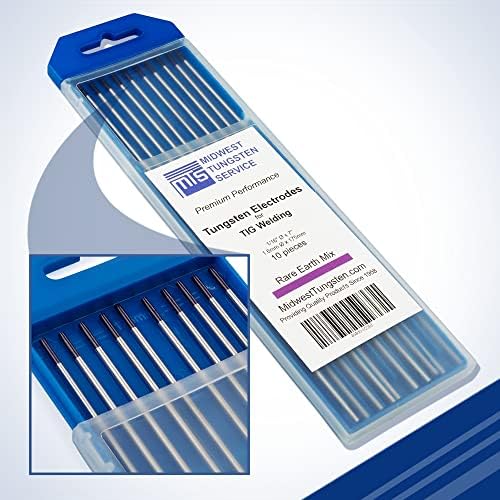 Midwest Tungsten Service TIG Welding Tungsten Electrodes 10-Pack (Purple - Rare Earth Blend (EWG), 1/16")