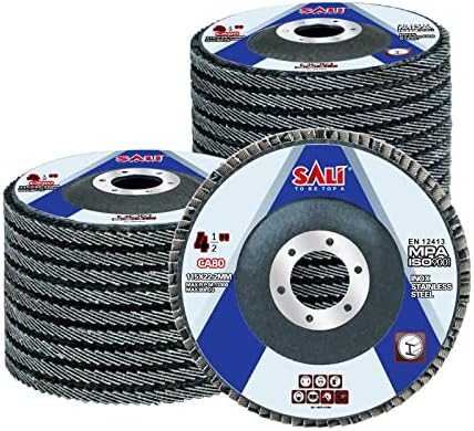 Sali 24 Pack Flap Disc 80 Grit 4.5" x 7/8-Inch Sanding Disc Bevel Type #29 Premium and Industrial Grade Angle Grinder Grinding Wheel High Performance Edge Grinding