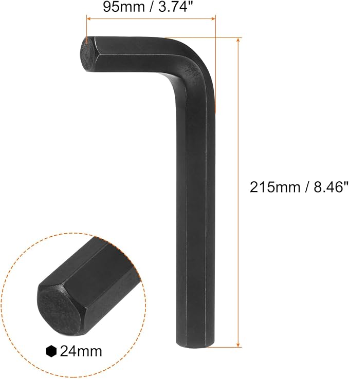 HARFINGTON Hex Key Wrench 24mm L-Shape Hexagon Metric Wrenches Chrome Vanadium Steel Repairing Tool for Home Repair, Black