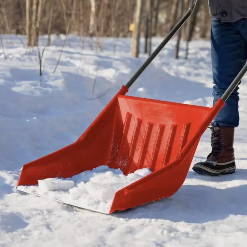 NEW Sleigh Shovel 24in Large High Capacity Poly Blade Ergonomic Handle Move Snow，
