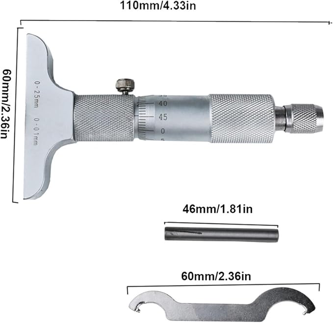 Outside Micrometer 0-25/50mm Depth Micrometer 0.01mm Depth Micrometer Gauge with rods Depth Caliper Measuring Tools