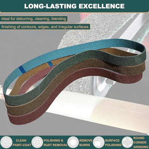 3 Pack 2 X 72 Inch Coarse, Medium, and Fine Grits Assortment Non Woven Surface Conditioning Sanding Belts for Knife Makers and Metal Fabricators Profession Sander Belt