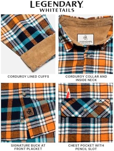 Legendary Whitetails Mens Flannel Long Sleeve Button Down 100% Cotton Shirt