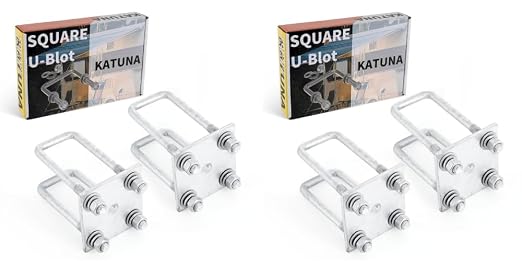 Hot-dip Galvanized Zinc Square U Bolt Kit for Boat Trailer Axle Leaf Springs, for 2x2 Axle - 5 1/4" Long,2 inch Wide Square U-Bolts with Nuts and Frame Plate for Trailer Automobiles Trailer.