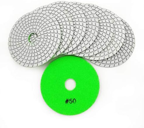 SHDIATOOL 8Pcs 4 Inch Diamond Wet Polishing Pads with White Bond Grit 50 Sanding Pads Grinding Pads for Marble Granite Stone