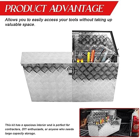 BLACKHORSE-RACING 48.8 Inch Aluminum Trailer Tool Box with 5 Bar Design Secure Storage for Pick Up Trucks, RV Trailers and ATVs, Lock & Keys Included