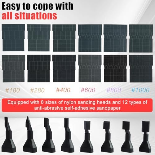 Electric Reciprocating Sander Mini Pen Detail Sander Tool USB Quick Charging Sanding Pen Portable with 8pcs Sanding Head Self-Adhesive Sandpaper 3 Gears Adjustable for Grinding Polishing