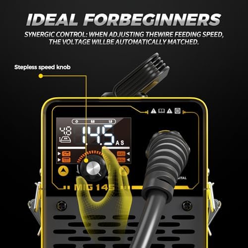 145 MIG Welder with LED Display IGBT Inverter Welder 110V Flux Core MIG/Lift Tig/Stick Welding Machine 2T 4T Three in One Professional MIG Welder for Home and Industrial Use